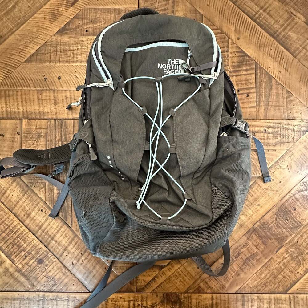 The North Face Borealis Backpack Charcoal Grey with Light Blue Accents